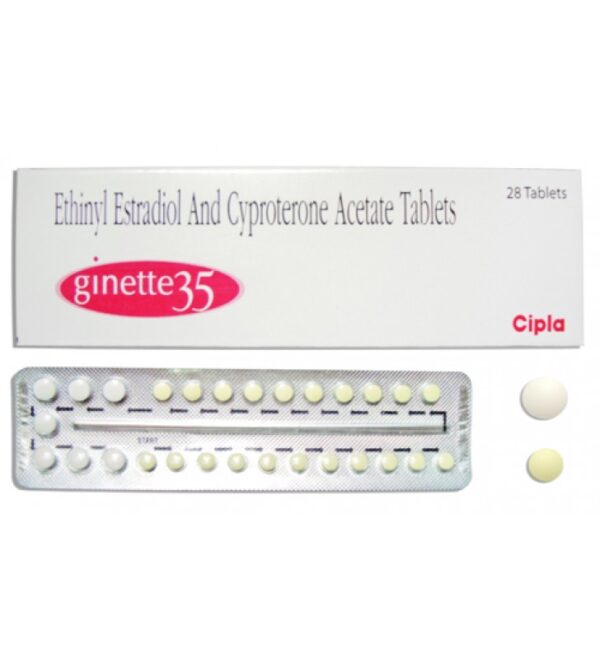 Ethinylestradiol+Cyproterone acetate (GINETTE-35) 0.035mg+2mg Tablet